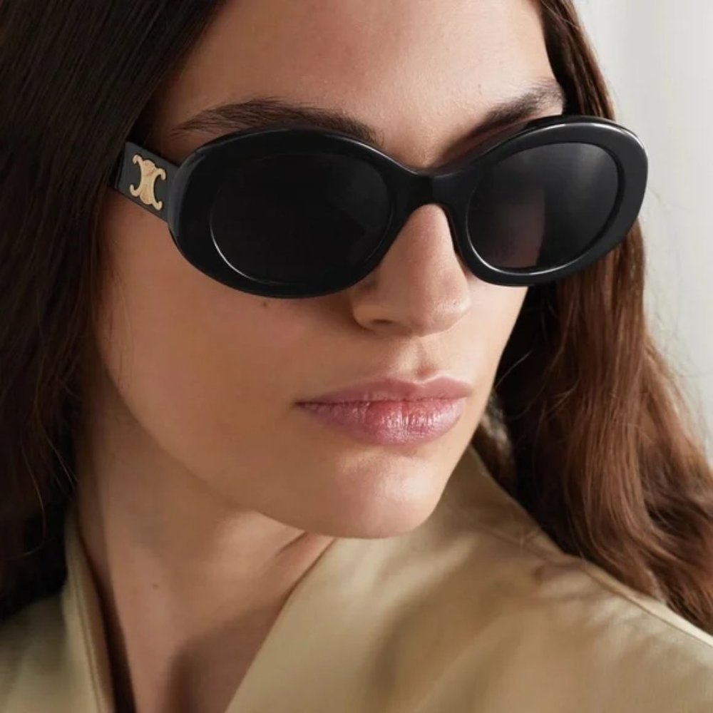 Celine Oval Sunglasses Triomphe Black - Picture 2 of 5
